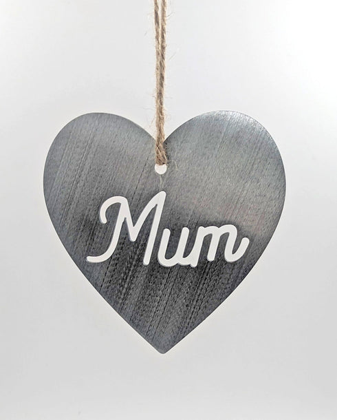 Mum Steel Heart Large - Rustic Rusted Garden Sign